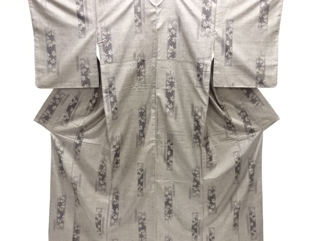 JAPANESE KIMONO / SILK / DORO OSHIMA TSUMUGI / WOVEN TANZAKU & FLOWERS